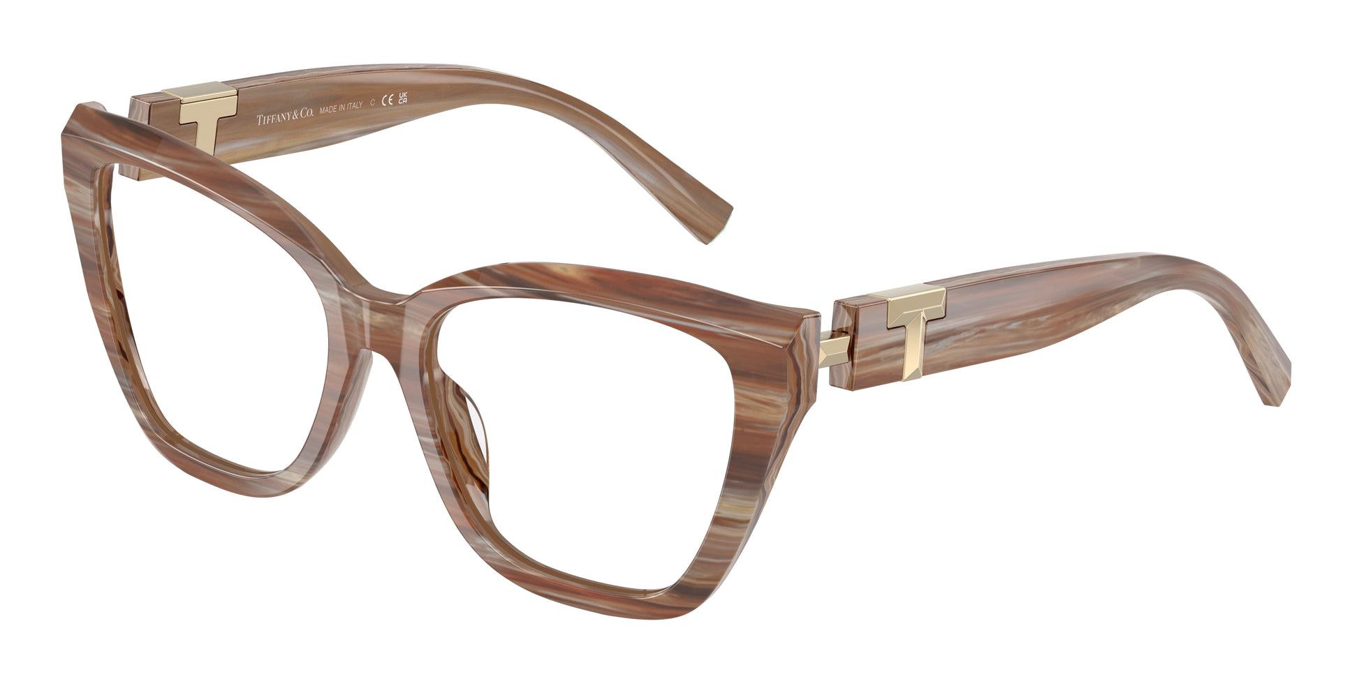Tiffany TF2271 Cat Eye Eyeglasses  8435-Striped Topaz 54-140-17 - Color Map Brown
