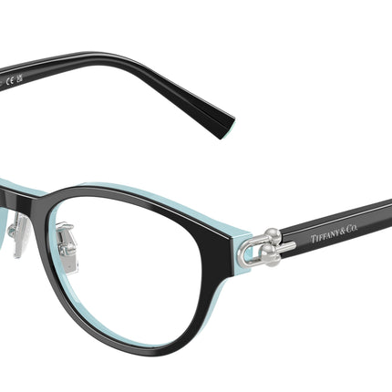 Tiffany TF2273D Round Eyeglasses  8055-Black On Tiffany Blue 48-140-20 - Color Map Black