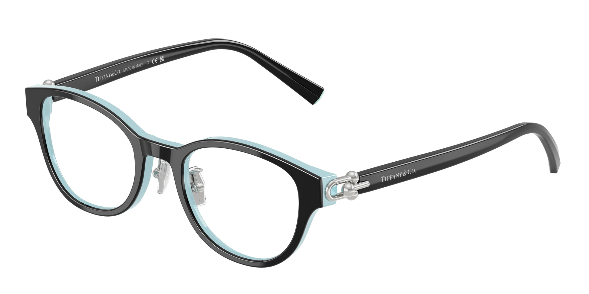 Tiffany TF2273D Round Eyeglasses  8055-Black On Tiffany Blue 48-140-20 - Color Map Black