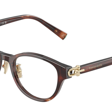 Tiffany TF2273D Round Eyeglasses  8421-Spotted Brown Havana 48-140-20 - Color Map Brown