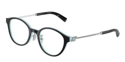 Tiffany TF2275D Round Eyeglasses  8055-Black On Tiffany Blue 48-140-20 - Color Map Black