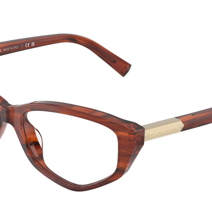 Tiffany TF2276 Irregular Eyeglasses  8440-Ruby Striped Havana 54-140-16 - Color Map Tortoise