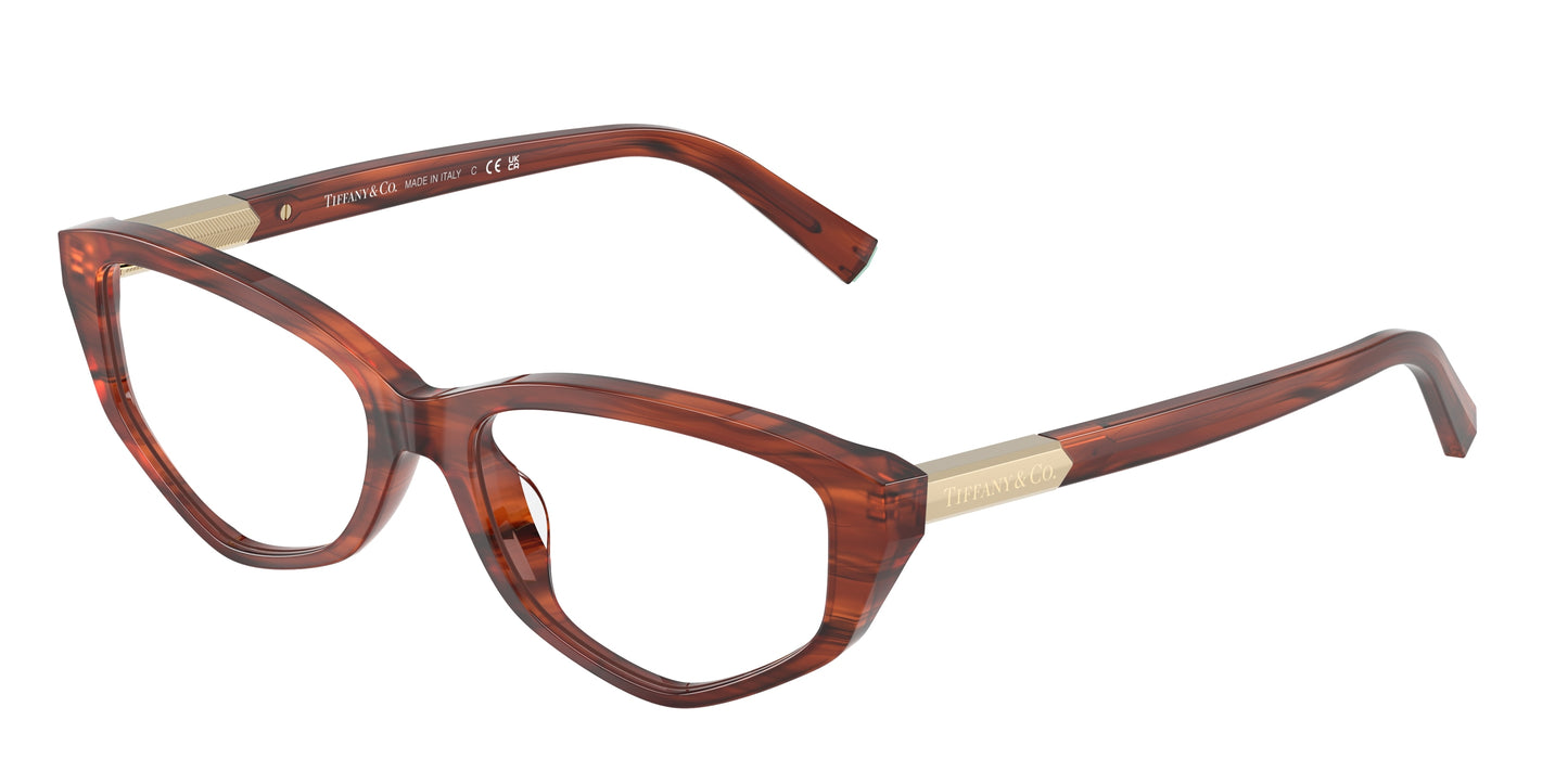 Tiffany TF2276 Irregular Eyeglasses  8440-Ruby Striped Havana 54-140-16 - Color Map Tortoise