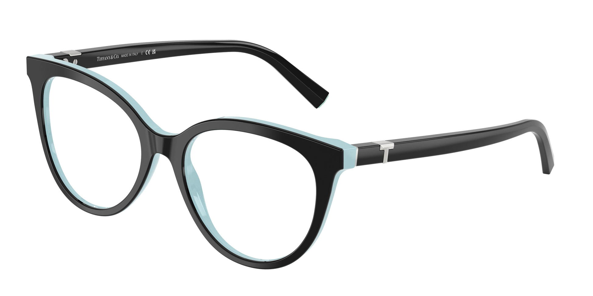 Tiffany TF2277F Cat Eye Eyeglasses  8055-Black On Tiffany Blue 51-140-17 - Color Map Black