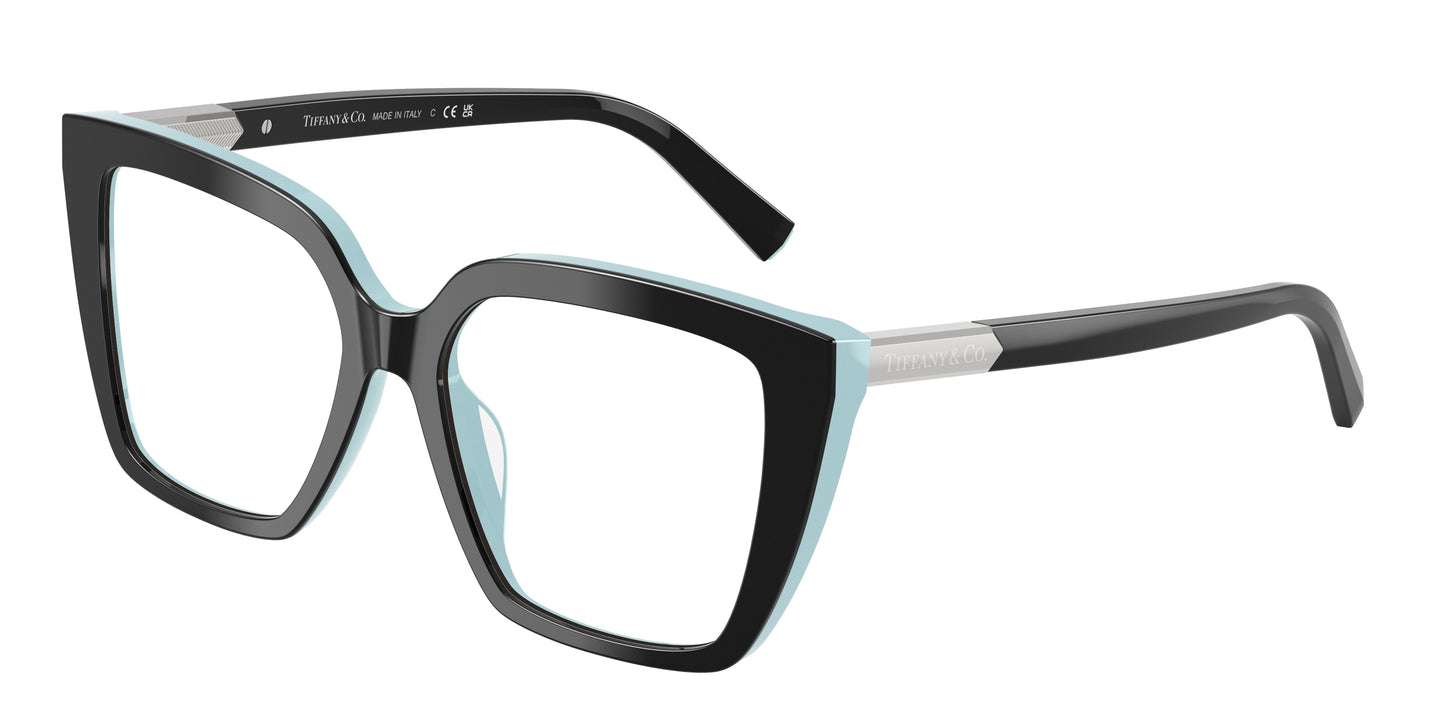 Tiffany TF2278 Square Eyeglasses  8055-Black On Tiffany Blue 51-140-16 - Color Map Black