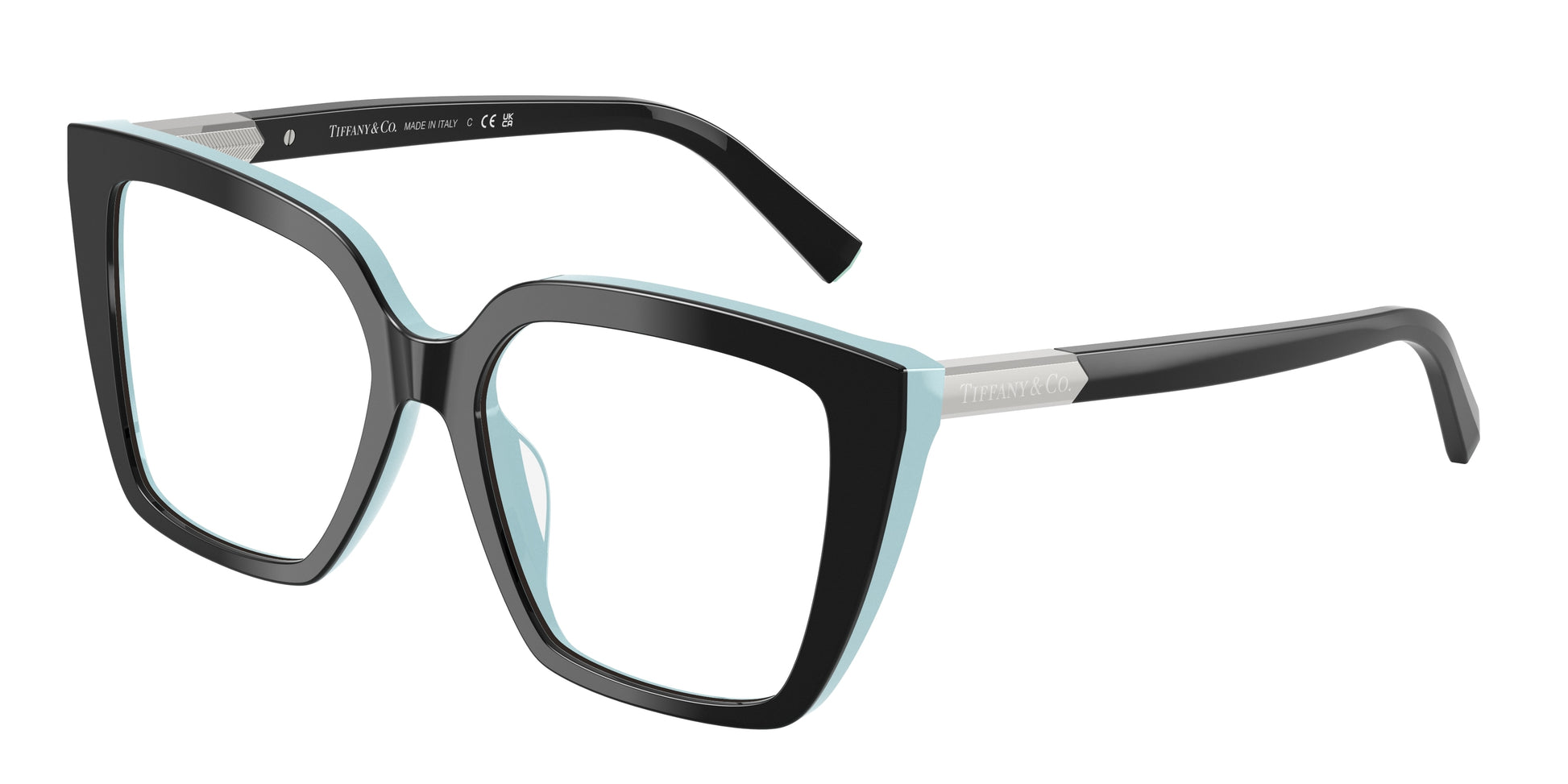 Tiffany TF2278 Square Eyeglasses  8055-Black On Tiffany Blue 51-140-16 - Color Map Black