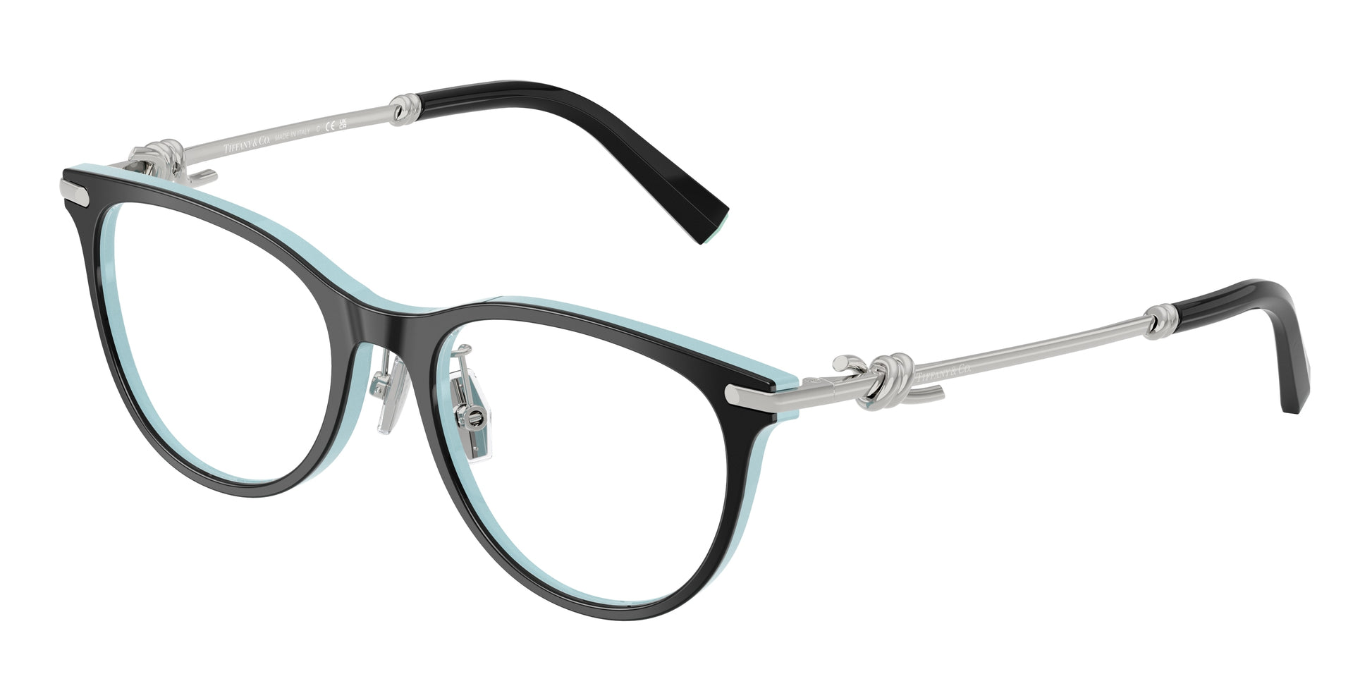 Tiffany TF2279D Round Eyeglasses  8055-Black On Tiffany Blue 52-145-18 - Color Map Black