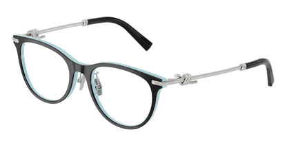 Tiffany TF2279D Round Eyeglasses  8055-Black On Tiffany Blue 52-145-18 - Color Map Black