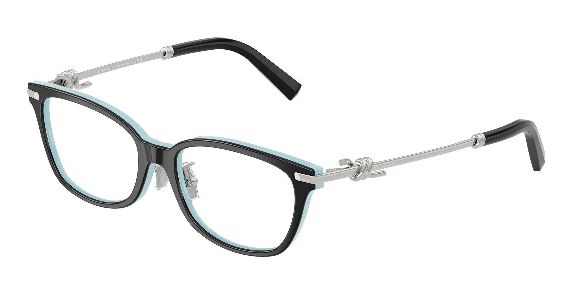 Tiffany TF2281F Pillow Eyeglasses  8055-Black On Tiffany Blue 51-140-16 - Color Map Black