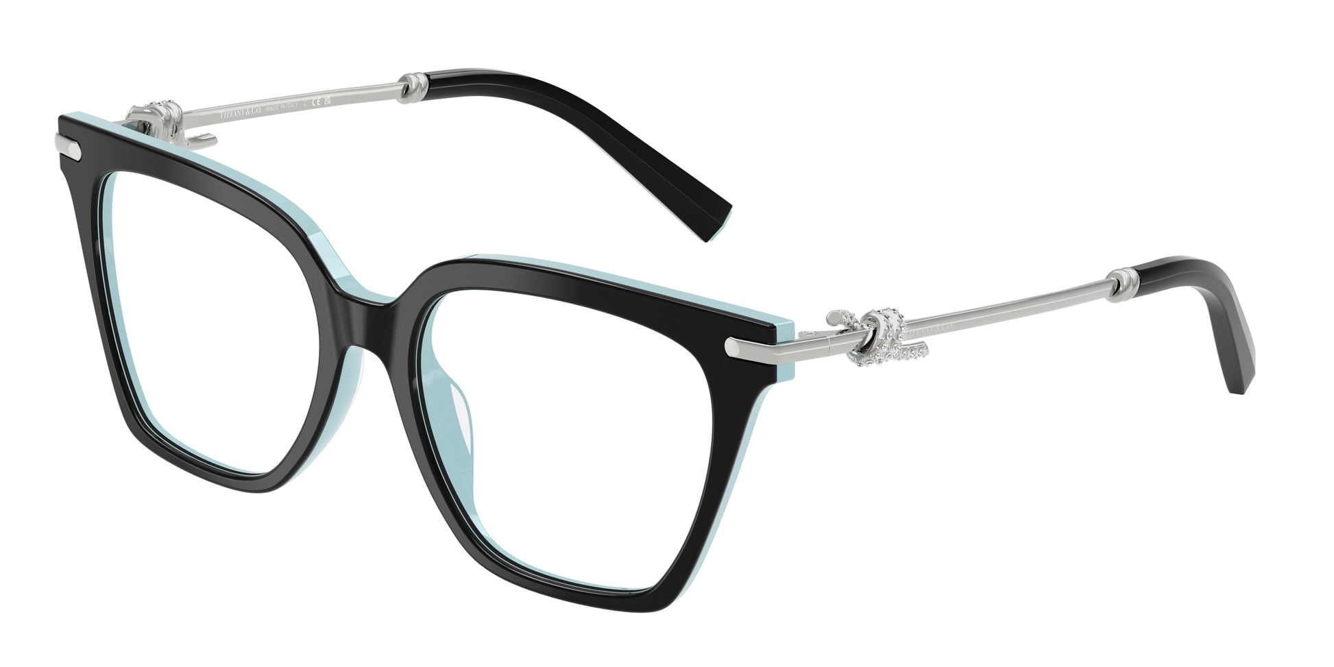 Tiffany TF2284B Square Eyeglasses  8055-Black On Tiffany Blue 53-140-17 - Color Map Black