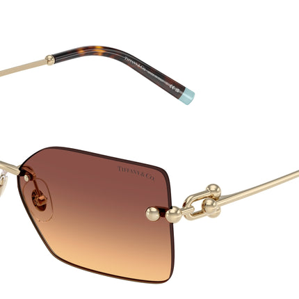 Tiffany TF3088 Rectangle Sunglasses  618978-Pale Gold 59-130-14 - Color Map Gold