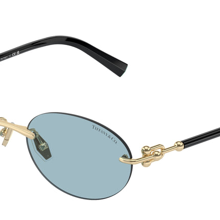 Tiffany TF3104D Oval Sunglasses  602180-Pale Gold 56-140-18 - Color Map Gold