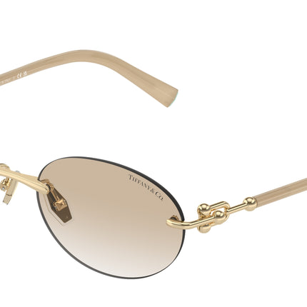 Tiffany TF3104D Oval Sunglasses  617811-Pale Gold 56-140-18 - Color Map Gold