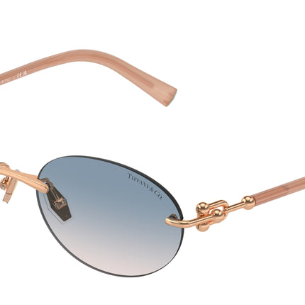 Tiffany TF3104D Oval Sunglasses  621716-Rose Gold 56-140-18 - Color Map Gold