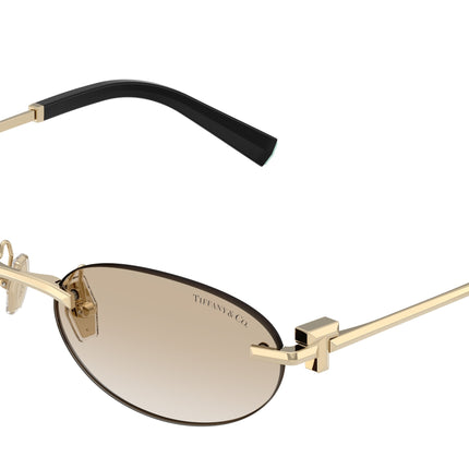 Tiffany TF3119D Oval Sunglasses  623911-Pale Gold 56-140-18 - Color Map Gold