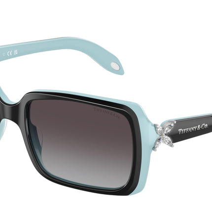 Tiffany TF4047B Rectangle Sunglasses  80553C-Black On Tiffany Blue 55-130-19 - Color Map Black
