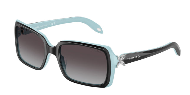 Tiffany TF4047B Rectangle Sunglasses  80553C-Black On Tiffany Blue 55-130-19 - Color Map Black