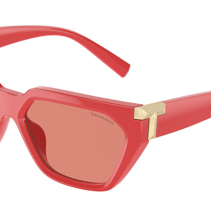 Tiffany TF4205U Irregular Sunglasses  837084-Coral 56-140-14 - Color Map Red