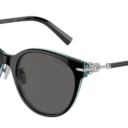 Tiffany TF4223D Cat Eye Sunglasses  8285S4-Black On Crystal Tiffany Blue 54-140-20 - Color Map Black