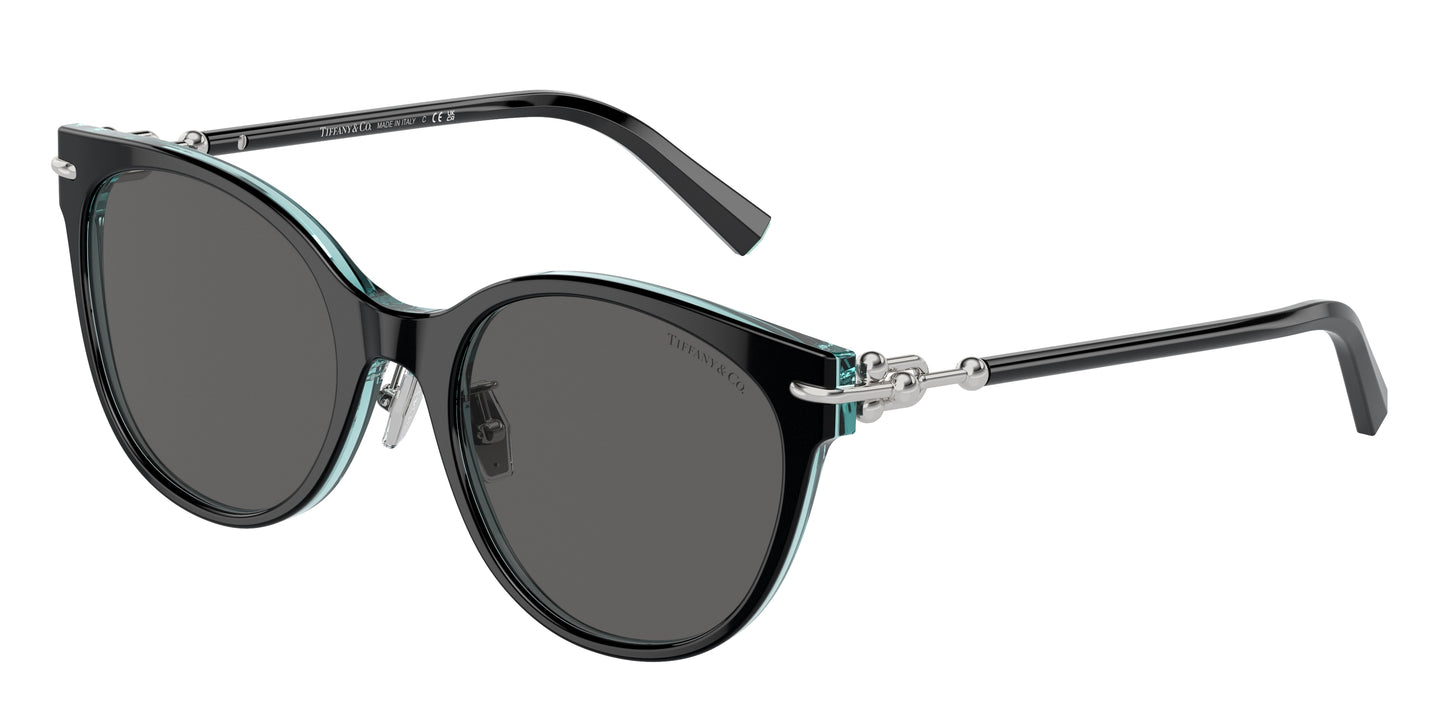 Tiffany TF4223D Cat Eye Sunglasses  8285S4-Black On Crystal Tiffany Blue 54-140-20 - Color Map Black