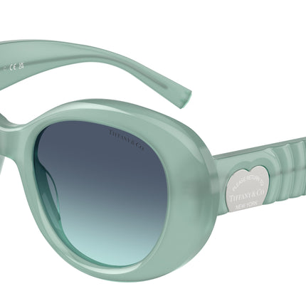 Tiffany TF4228F Round Sunglasses  83739S-Light Blue Opal 52-140-18 - Color Map Blue