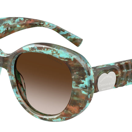 Tiffany TF4228 Round Sunglasses  84223B-Havana Tiffany Blue 52-140-18 - Color Map Tortoise