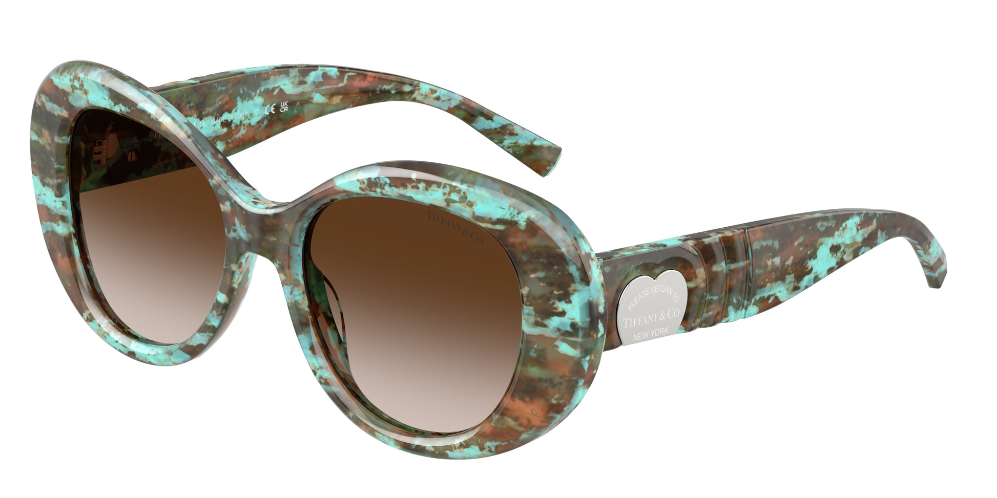Tiffany TF4228 Round Sunglasses  84223B-Havana Tiffany Blue 52-140-18 - Color Map Tortoise
