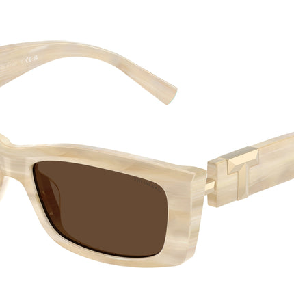 Tiffany TF4240U Rectangle Sunglasses  84313G-Striped Ivory 54-140-16 - Color Map Beige