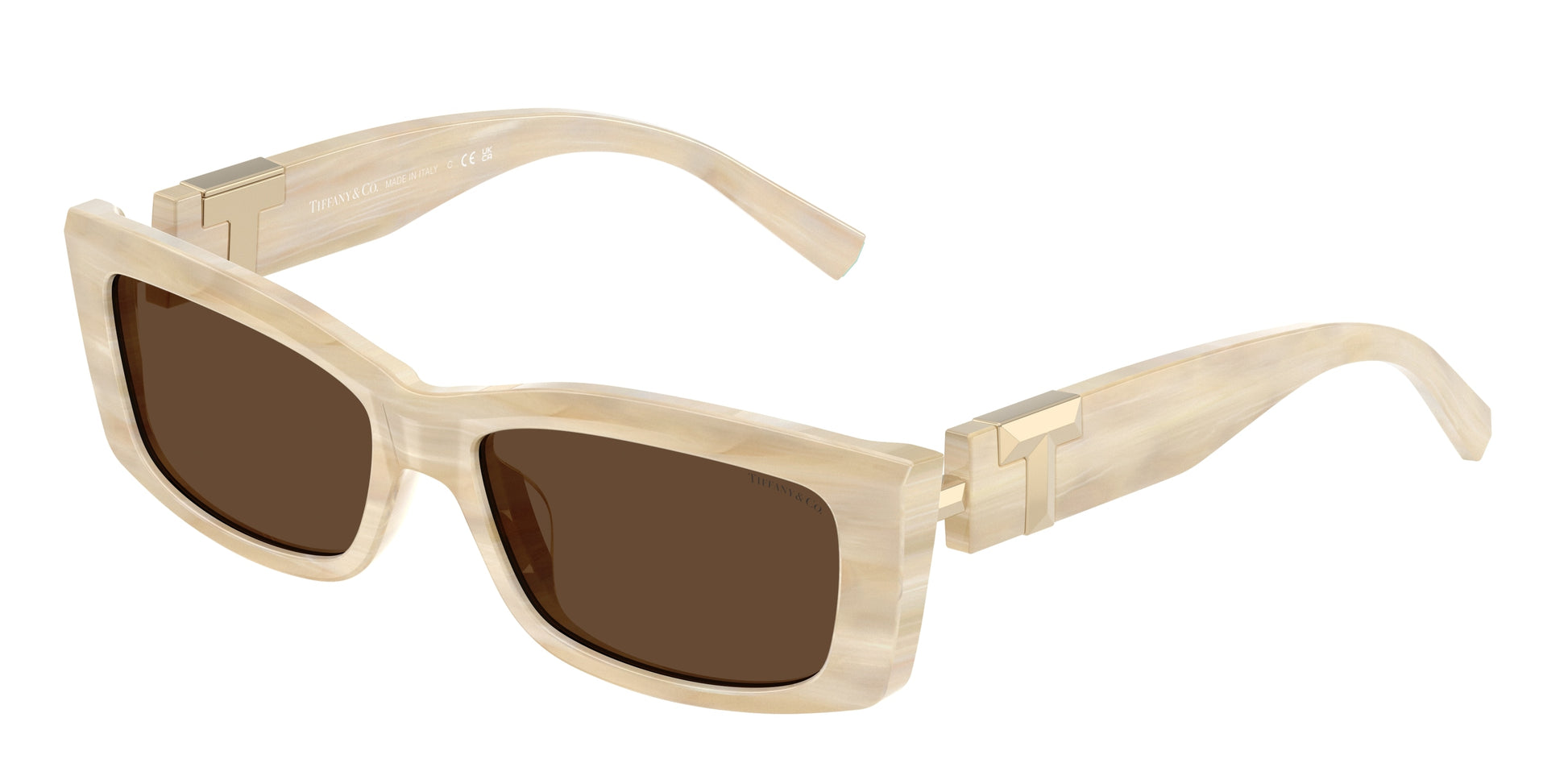 Tiffany TF4240U Rectangle Sunglasses  84313G-Striped Ivory 54-140-16 - Color Map Beige