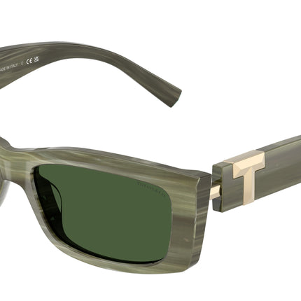 Tiffany TF4240U Rectangle Sunglasses  843371-Striped Khaki 54-140-16 - Color Map Green