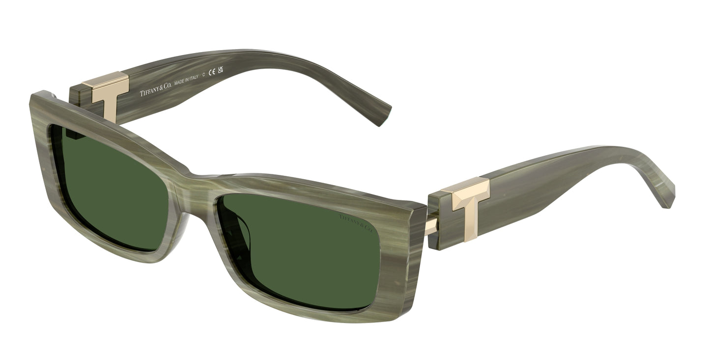Tiffany TF4240U Rectangle Sunglasses  843371-Striped Khaki 54-140-16 - Color Map Green