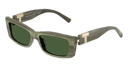 Tiffany TF4240U Rectangle Sunglasses  843371-Striped Khaki 54-140-16 - Color Map Green