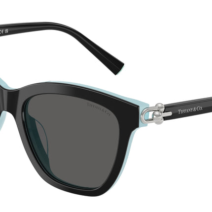 Tiffany TF4241D Square Sunglasses  8055S4-Black On Tiffany Blue 54-140-17 - Color Map Black