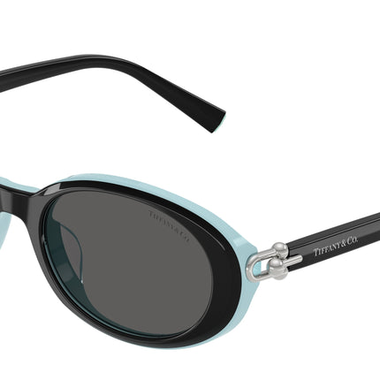 Tiffany TF4242D Oval Sunglasses  8055S4-Black On Tiffany Blue 54-140-19 - Color Map Black
