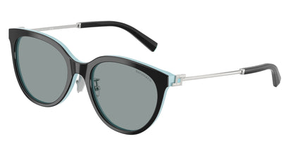 Tiffany TF4243D Round Sunglasses  8055/1-Black On Tiffany Blue 55-145-19 - Color Map Black