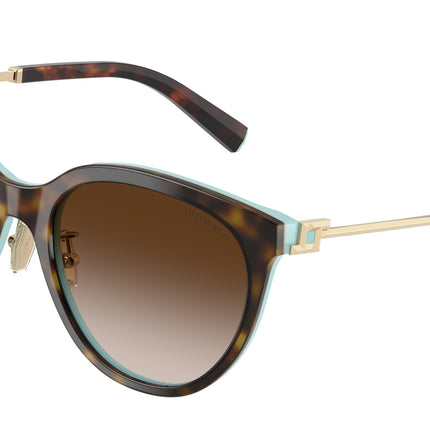 Tiffany TF4243D Round Sunglasses  81343B-Havana On Tiffany Blue 55-145-19 - Color Map Brown