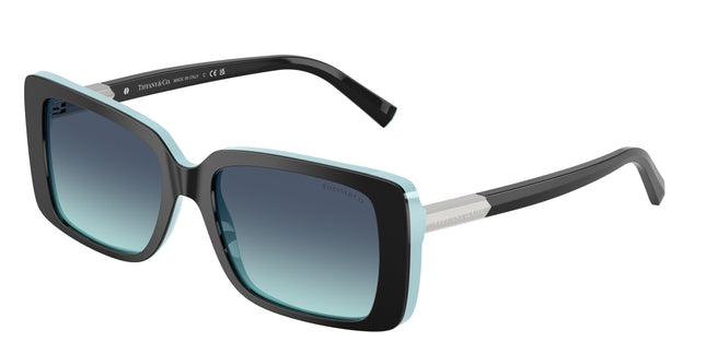 Tiffany TF4249F Rectangle Sunglasses  80559S-Black On Tiffany Blue 55-140-17 - Color Map Black