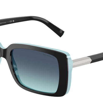 Tiffany TF4249 Rectangle Sunglasses  80559S-Black On Tiffany Blue 55-140-17 - Color Map Black