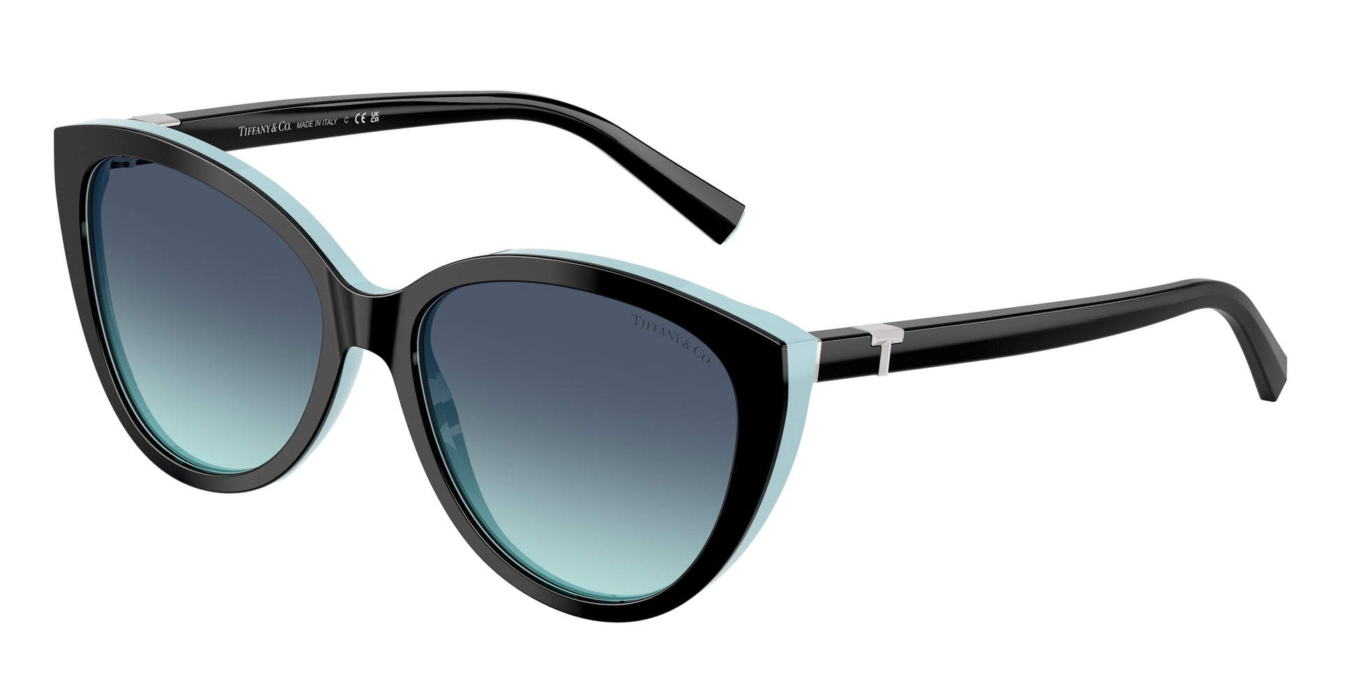 Tiffany TF4251 Cat Eye Sunglasses  80559S-Black On Tiffany Blue 56-140-16 - Color Map Black