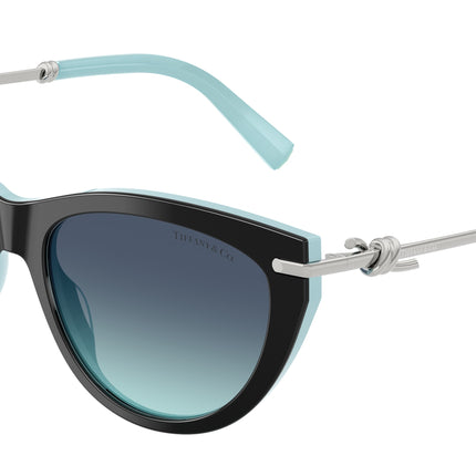 Tiffany TF4253F Cat Eye Sunglasses  80559S-Black On Tiffany Blue 55-145-16 - Color Map Black