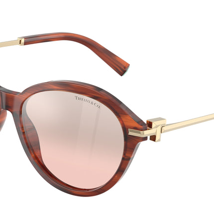 Tiffany TF4259 Round Sunglasses  84407E-Ruby Striped Havana 56-140-16 - Color Map Tortoise