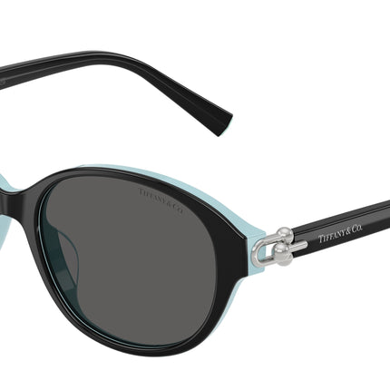 Tiffany TF4263D Round Sunglasses  8055S4-Black On Tiffany Blue 54-140-17 - Color Map Black