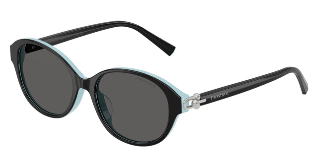 Tiffany TF4263D Round Sunglasses  8055S4-Black On Tiffany Blue 54-140-17 - Color Map Black