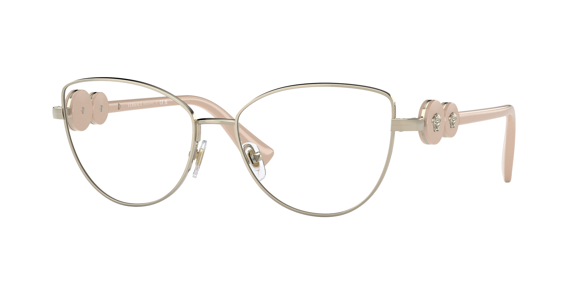 Versace VE1284 Cat Eye Eyeglasses  1490-Light Gold 53-145-16 - Color Map Gold