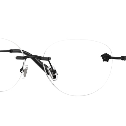 Versace VE1305 Round Eyeglasses  1261-Matte Black 55-140-16 - Color Map Black
