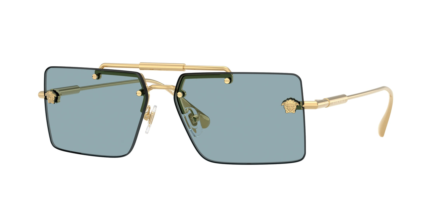 Versace VE2245 Rectangle Sunglasses  100280-Gold 60-145-13 - Color Map Gold