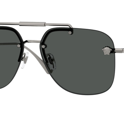 Versace VE2296 Square Sunglasses  100187-Gunmetal 60-145-14 - Color Map Grey