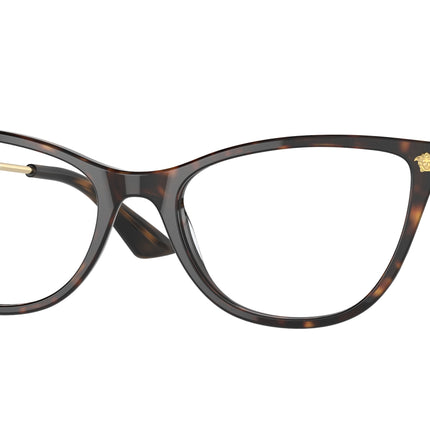 Versace VE3309 Cat Eye Eyeglasses  108-Havana 54-140-18 - Color Map Tortoise