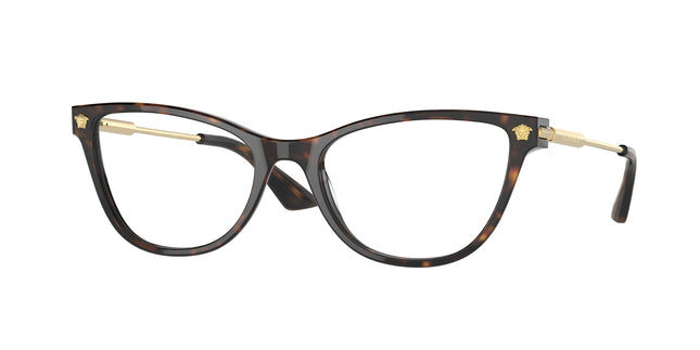 Versace VE3309 Cat Eye Eyeglasses  108-Havana 54-140-18 - Color Map Tortoise