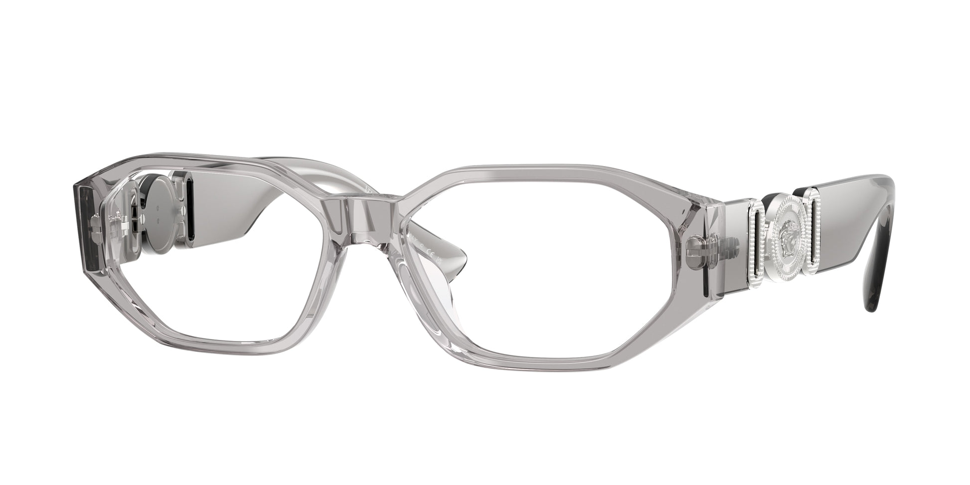 Versace VE3320U Irregular Eyeglasses  593-Grey Transparent 56-145-16 - Color Map Grey